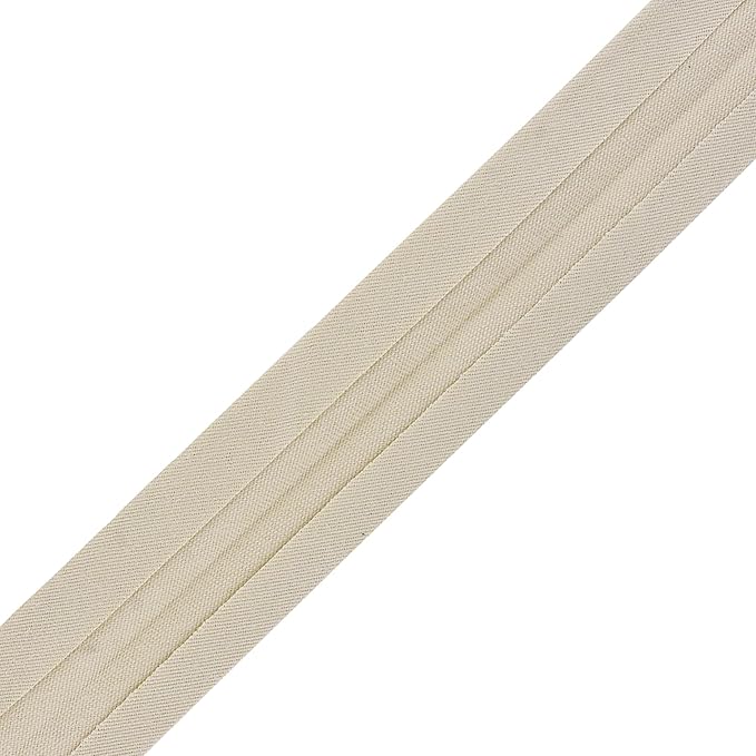 Mandala Crafts 55 Yards 1/2 Inch Beige Double Fold Bias Tape for Sewing - Bias Binding Tape for Quilting Binding, Hemming, Seam, and Fabric Piping