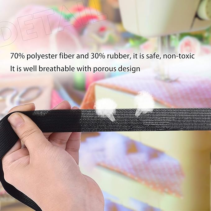 1 Inch Elastic Band for Sewing, Crafts, DIY, High Elasticity, (White 11Yards, Black 11 Yards)