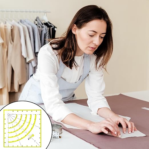 8 Inch Arcs & Fans Quilt Circle Cutter Acrylic Quilting Ruler Multifunctional Arc Cutting Patchwork Rulers with Double Colored Lines for Patchwork Sewing Craft Tools,Cutting Cloth Ruler Template