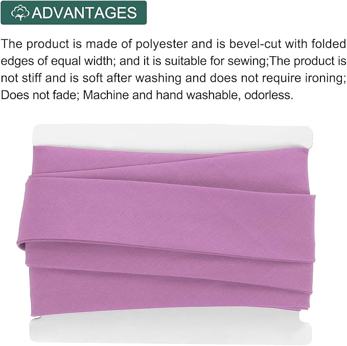 MECCANIXITY 1 Inch Double Fold Bias Tape Continuous Bulk Cotton Bias Tape for Sewing Seaming Quilting Hemming Binding Crafts (Pink 6 Yards)