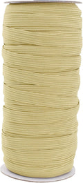 Mandala Crafts 10mm 50 Yds Roll of Beige Elastic Bands for Sewing - 3/8 Flat Elastics Cord - 3 8 Inch Braided Stretch Straps for Crafting