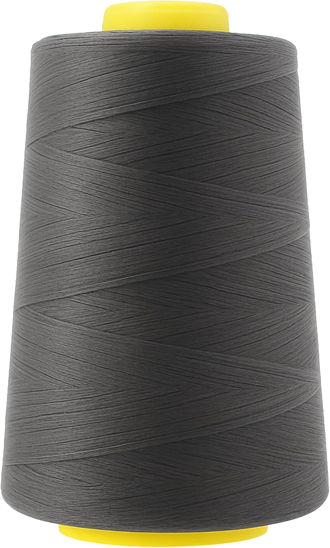 Mandala Crafts 4 Pack of Serger Threads Cones Spools - 40S/2 24000 Yards Polyester Charcoal Gray Threads for Sergers Machine and Overlock Quilting Sewing Machine