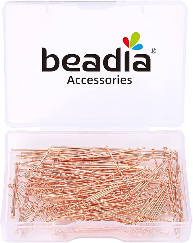 Rose Gold Plated Flat Head Pins Non Tarnish 30mm 200pcs for Jewelry Making Findings
