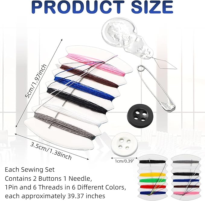 Yuxung 400 Pcs Mini Travel Sewing Kits Bulk Small Emergency Repair Kit with Needles Buttons Threader Thread Safety Pins for Home Wedding Hotel Necessities Tools Essentials Gift