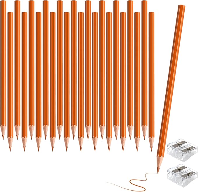 24 PCS Orange Colored Pencils, Pre-sharpened Professional Wooden Art Pencils Set for Artists Painting | Premium Drawing Sketching Supplies (Orange)
