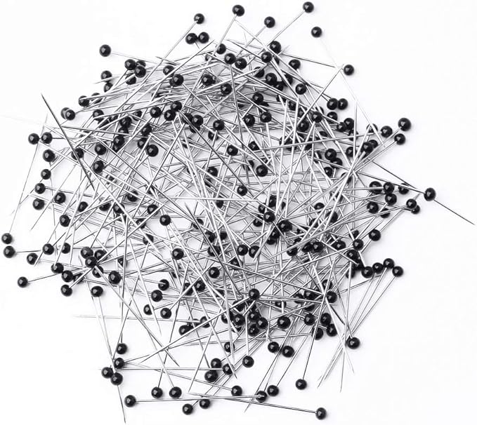 250 Pieces Sewing Pins Ball Glass Head Pins Straight Quilting Pins for Dressmaker Jewelry Decoration, Black