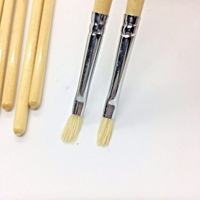 Filbert Artist Paint Brush 10 Piece Set Medium Stiff Pure Hog Bristle Extra Long Handle #0, Acrylic Oil Watercolor