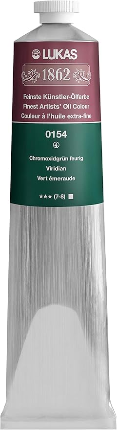 Lukas 1862 Professional German Oil Paint, Viridian 200 mL - w/Beeswax & Non-Yellowing Sunflower Oil, Short Drying Time, Smooth, Outstanding Lightfastness