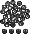 uxcell 60Pcs Natural Shell Buttons, 10mm 4-Hole Round Shell Craft Sewing Button, Decorative Accessories for Coats, Shirts, Clothing DIY Projects, Black