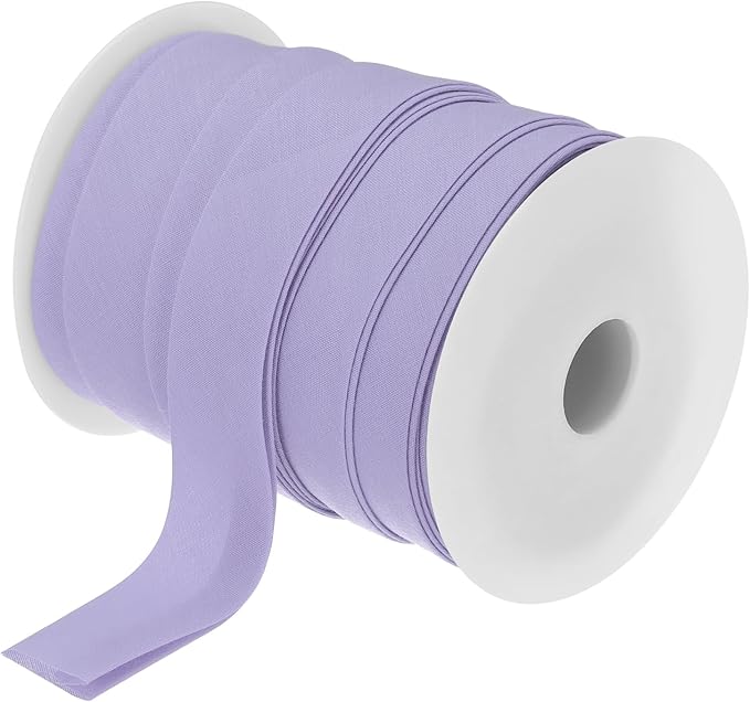MECCANIXITY 1 Inch Double Fold Bias Tape Polyester Continuous Bulk Bias Tape for Sewing,Seaming Quilting Hemming Binding Crafts (Light Purple 25 Yards)
