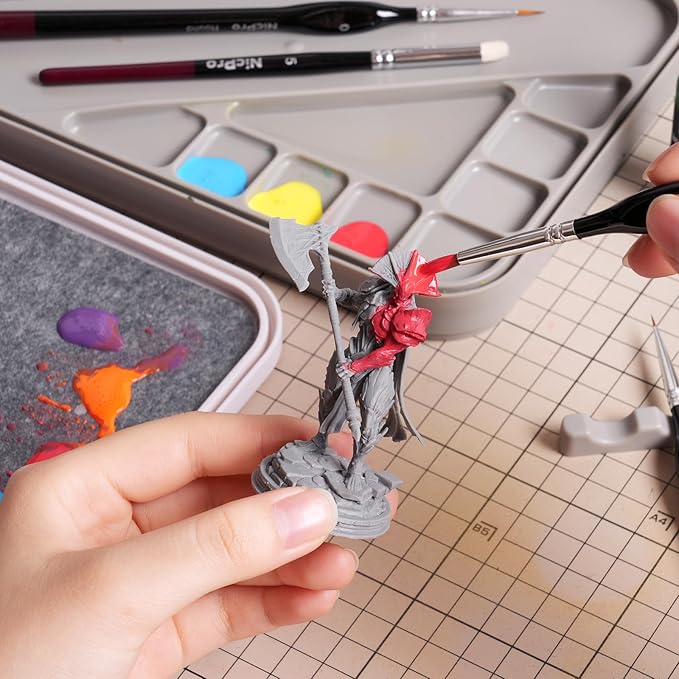 Nicpro Stay Wet Palette for Painting Miniature, Acrylic Paint Palette Tray with Lid, 100PCS Wet Pallet Paper, 4PCS Sponge, Brush Holder Paint Mixing Saver Palette for Miniature Model Paint
