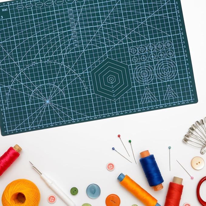 Dual-Side Self-Healing Cutting Mat 17.7X11.8 Inches Grid Craft Cutting Board for Quilting Sewing Scrapbooking and Hobby Projects