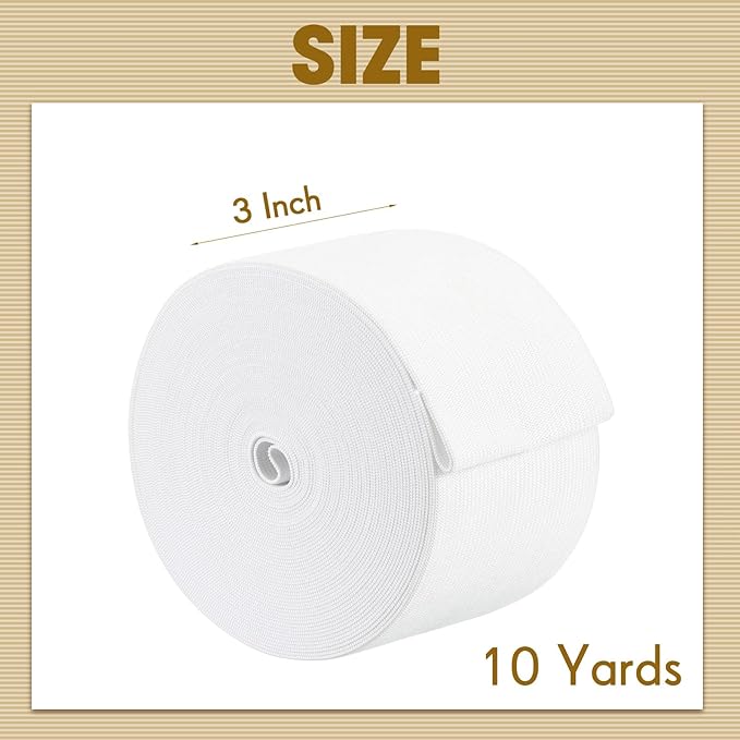 EBOOT 1 Pcs Elastic Spool (3 Inch X 10 Yard,White)