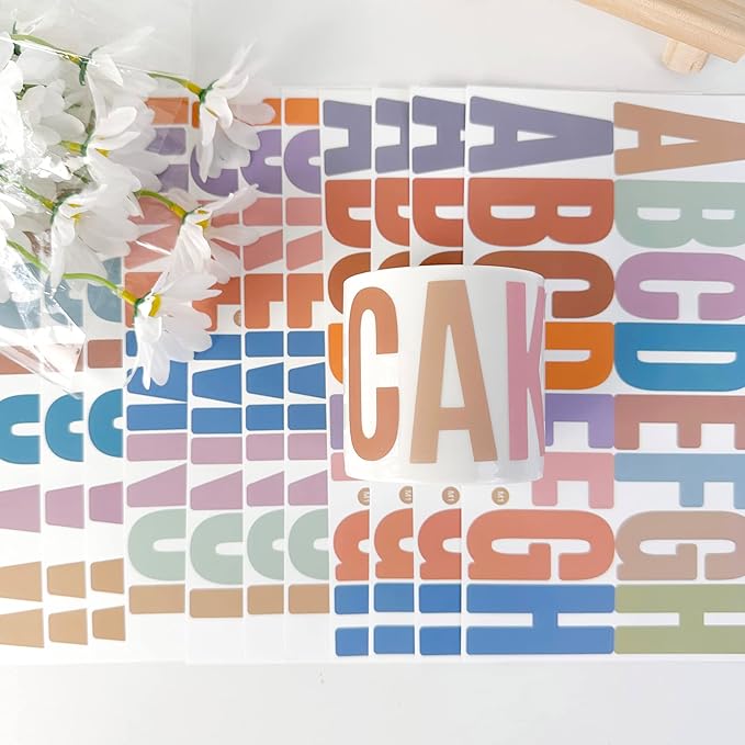 500 Pcs 30 Sheets Large Letter Stickers 2.5 Inches Boho Alphabet Number Self Adhesive Sticker for Bulletin Board, Classrooms, Mailbox, Scrapbooking, Poster board Vinyl Stick On Letters (2.5 Inch, Boho