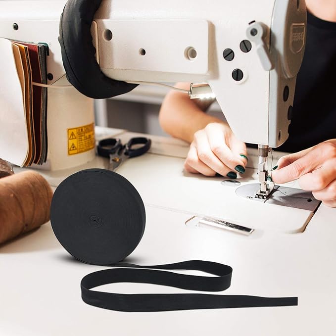 20 Yards Sewing Knit Stretch Elastic Band Spool, 1 inch Width (Black)