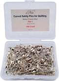iNee Curved Safety Pins for Quilting, Nickel-Plated Steel, Size 1, 300 Count