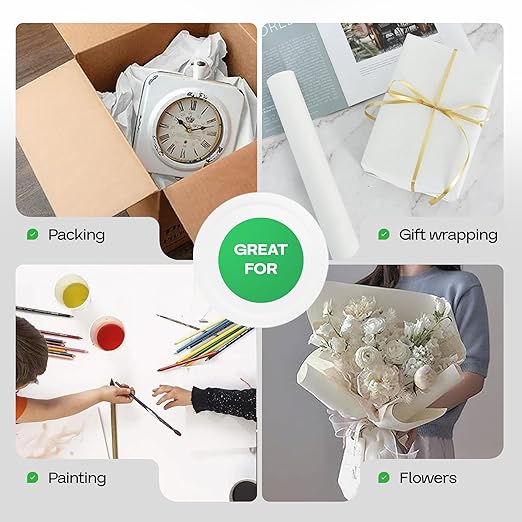 White Kraft Paper Roll 48" x 8640" (720 feet) for Packing, Moving, Shipping, Crafts - USA-Made Heavy Duty Craft Paper 50lb Thickness - 100% Recyclable Natural Kraft Wrapping Paper by IDL Packaging