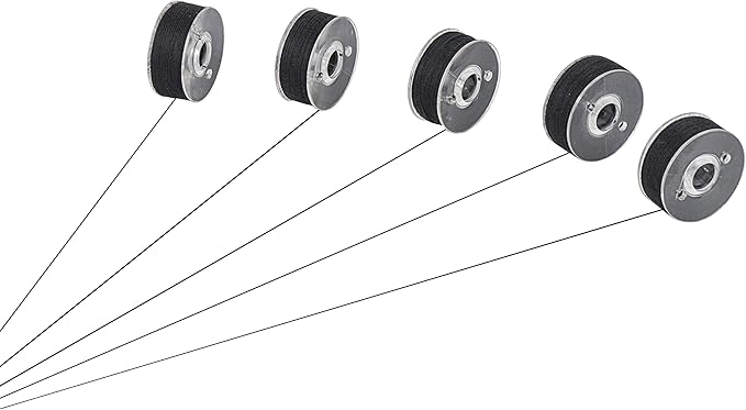 Simthread 144 Prewound Bobbin Thread Size L 90WT (SA155 60S/2) for Husqvarna Viking pfaff Creative Vision Embroidery Machines Plastic Side - Black