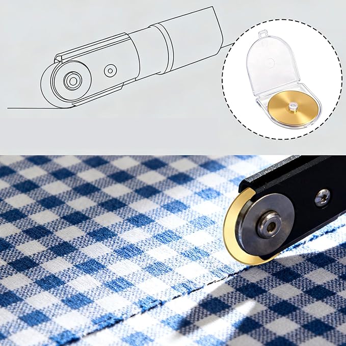 5pcs Titanium Coated Rotary Cutter Blades, Universal Replacement Circular Fabric Cutting Blades Knife Refill for/Martelli/Dremel/Truecut/DAFA for Quilting Sewing Scrapbooking Tool Supplies(60mm)