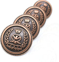Antique Copper Metal Shank Buttons - 12 Pcs - 4 Size Options - Crown Round Metal Shank Buttons Vintage for Men Women Blazer Coat Uniform Shirt Suit and Jacket Sewing Craft DIY N19303