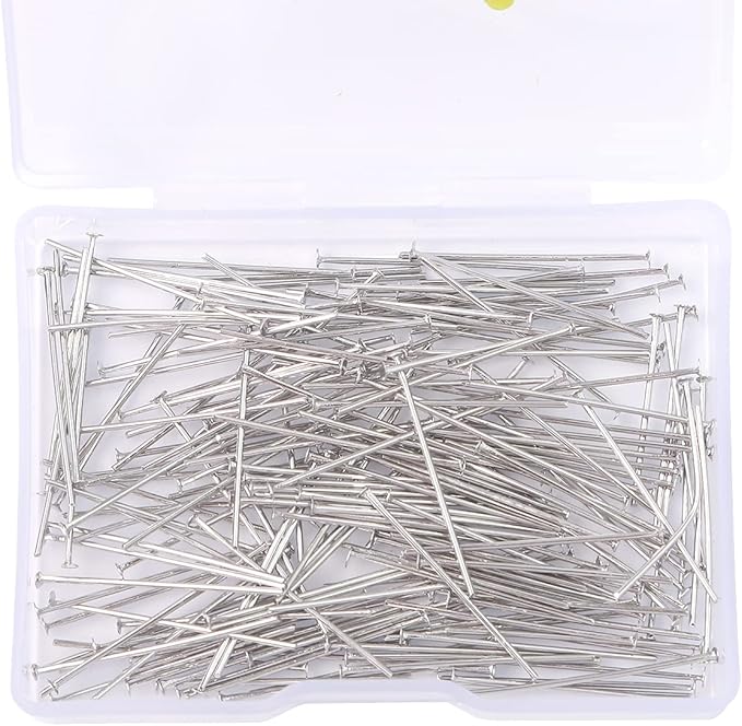Platinum Plated Flat Head Pins Non Tarnish 25mm 200pcs for Jewelry Making Findings