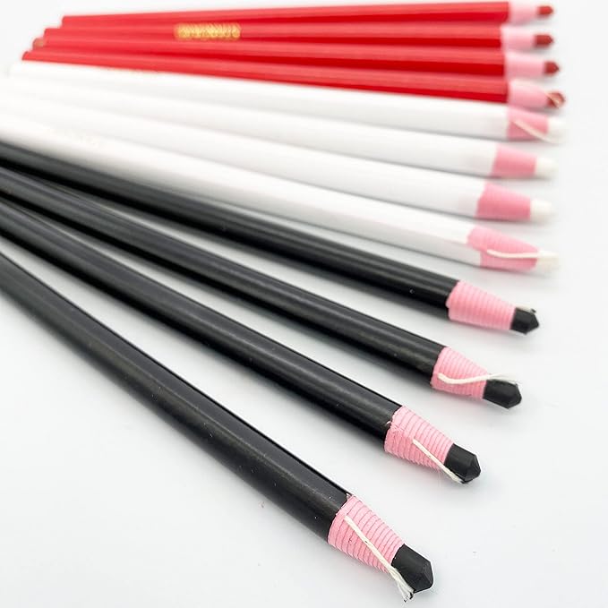 Sewing Mark Pencil 12 PCS White/Black/Red 3Colors Invisible Erasable Fabric Pencils For Leather Cut Marks Student Drawing Tailor Marks