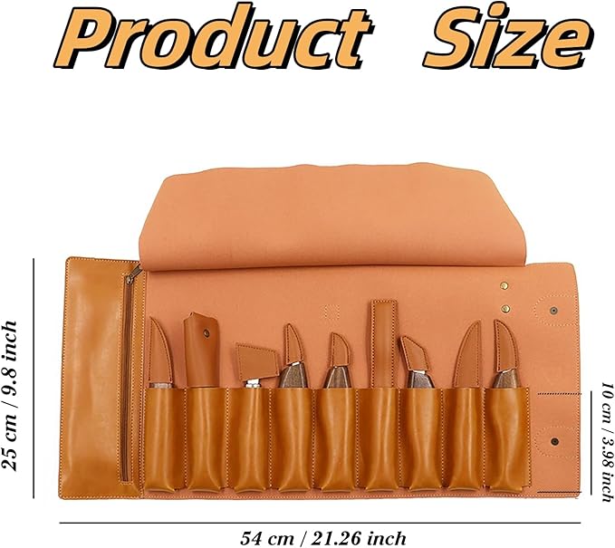WGLILO Wood Carving Tool Kit for Adult Beginners Woodworking, Whittling Knife Set with Large Leather Case and Gouge, Wooden Spoon Carving Kits, Gifts for Men Women Carving Enthusiasts Friends