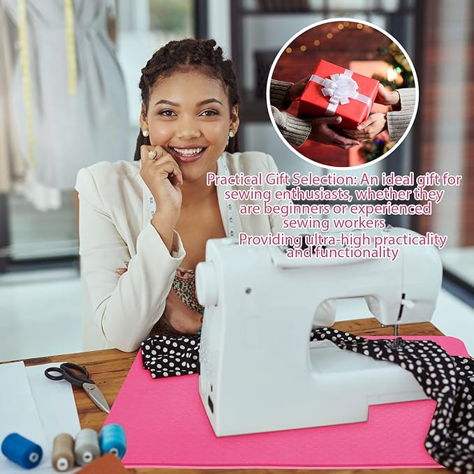 3 Pcs Sewing Machine Muffling Mat Pedal Mat Sewing Machine Pad No Slip Rubber Stay in Place Mats for Calms Vibration(Pink,15 x 20 Inch,14 x 9 Inch,14 x 11 Inch)
