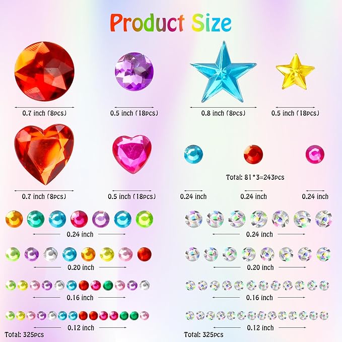 1296 pcs Valentines Gem Stickers Rhinestones for Crafts, Sparkling Cute Star Heart Round Small Stickers for Women Adults, Glitter Jewels Stickers for Face Eye Body Makeup, DIY Decoration WUINOID
