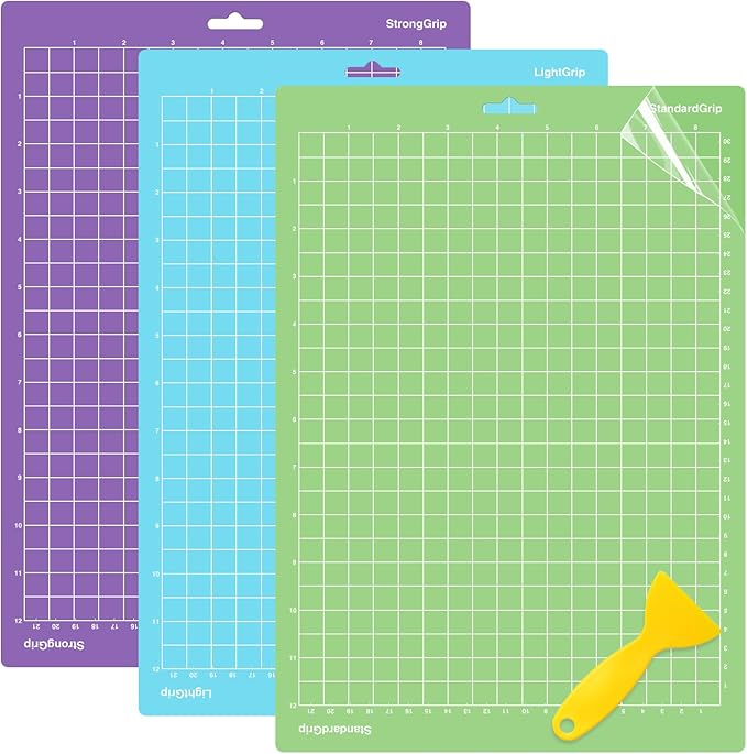 WISYOK 12x8.5 Inch Cutting Mats for Cricut Joy Xtra, 3-Pack Reusable Adhesive Mats (Standard, Light, Strong Grip) for Crafts, Quilting, Sewing