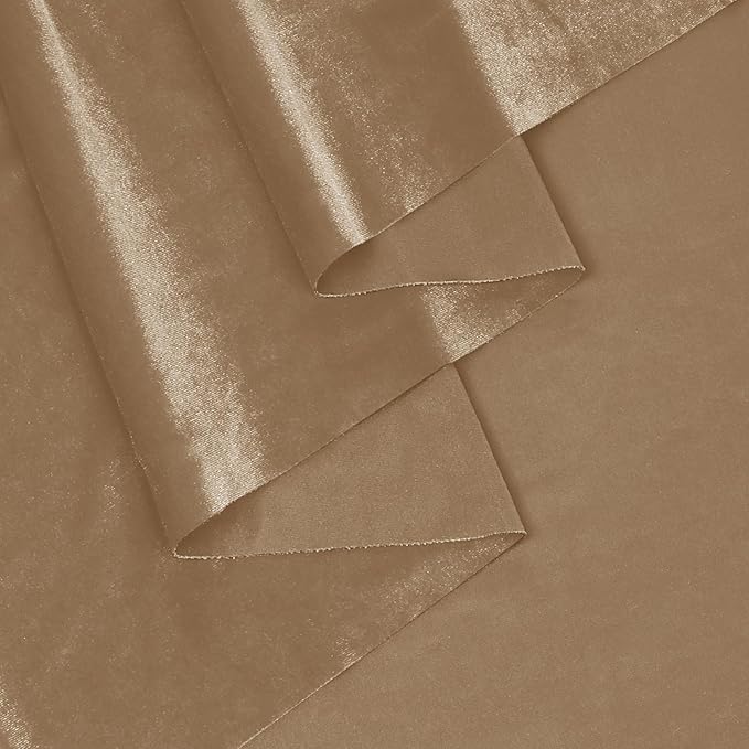 KKJIAF Taupe Stretch Velvet Fabric 60 Inch Wide, 1 Yard Soft Stretchy Fabric for Sewing Clothes, Apparel, Costume, Crafts - 90% Polyester 10% Spandex