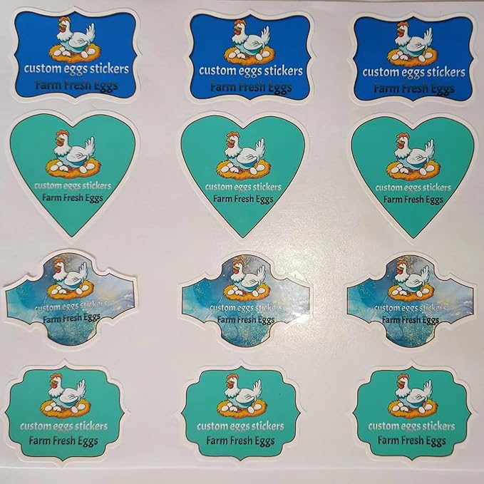 2,2.5,3,3.5,4inch Custom Carton Stickers Labels for Chicken, Personalized Chicken Egg Carton Packaging Sticker Label (Shape 13)