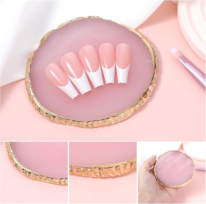 Resin Nail Art Palette, Nail Polish Palette Nail Painting Mixed Color Palette Gilded Edge Nail Art Color Mixing Tray DIY Nail Gel Makeup Display Board Pallet for Nail Art