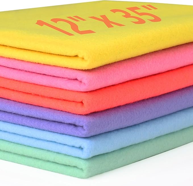 XSEINO 6 Rolls 12"x35" 1.4mm Thick Soft Felt Fabric Sheet 6 Assorted Macaron Series Colors Felt Pack for DIY Craft Sewing Squares Nonwoven Patchwork