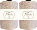 Maxee Premium Polyester Macrame Cord 3 mm × 218 yd (2 Pack),3mm 100% Polypropylene Macrame Cord,Ideal for Crochet, Wall Hangers, Bags, Rugs & DIY Crafts（Khaki White）