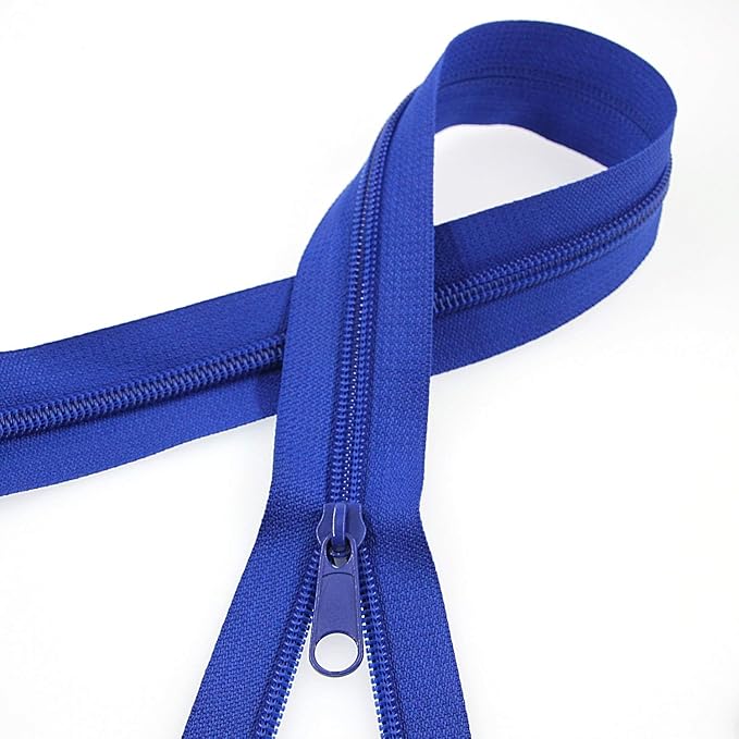 Leekayer #5 Blue Nylon Coil Zippers by The Yards Bulk 10 Yards with 25pcs Sliders for DIY Tailor Sewing Craft,Bag,Luggage,Dress,Sofa Cushion,Pillow(Blue)