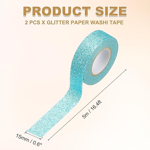 PATIKIL 2 Roll Glitter Paper Washi Tape, Washi Decorative Tape for Crafts, Blue