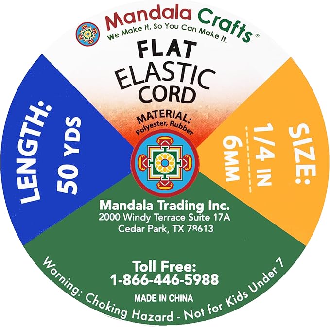 Mandala Crafts 6mm 50 Yds Roll of Metallic Silver Elastic Bands for Sewing - 1/4 Flat Elastics Cord - 1 4 Inch Braided Stretch Straps for Crafting