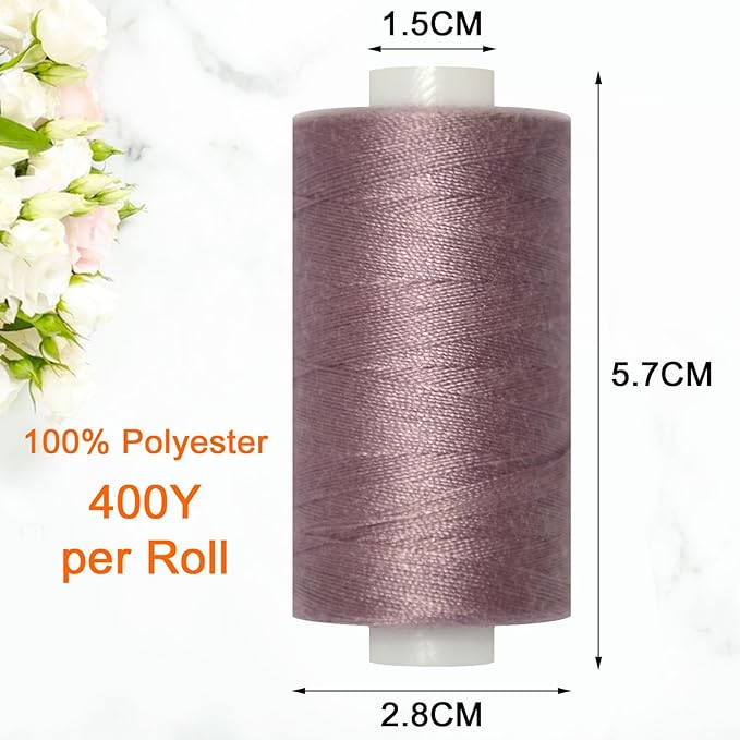 All Purpose Sewing Thread-2 Spools of Hand Polyester Sewing Thread for Sewing Machine for Hand and Machine Sewing(Dark Antique Mauve, 2 spools)
