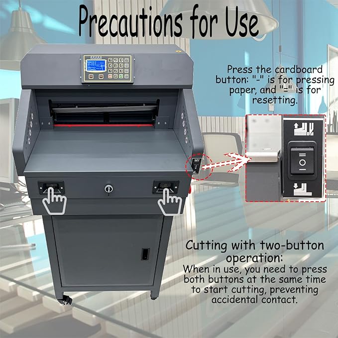 19.3in/49cm Width Electric Paper Cutter Guillotine Industrial Paper Trimmer with Program Control Heavy Duty Commercial Stack Cutter for Office/Printing