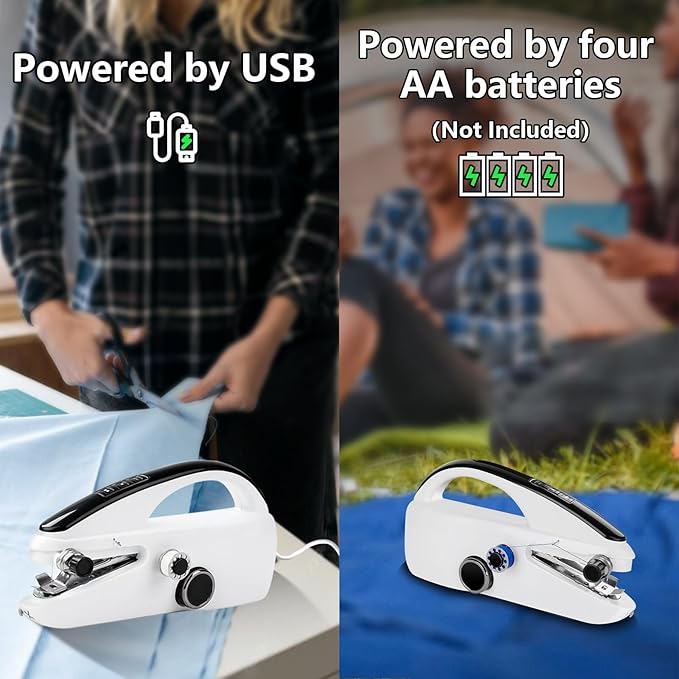 Handheld Sewing Machine Cordless – Portable Mini Handheld Sewer, Pocket Sewing Machine for Quick Repairs, Handy Stitch, Travel Stitch Sew Quick, Home & DIY Fabric (White-black)