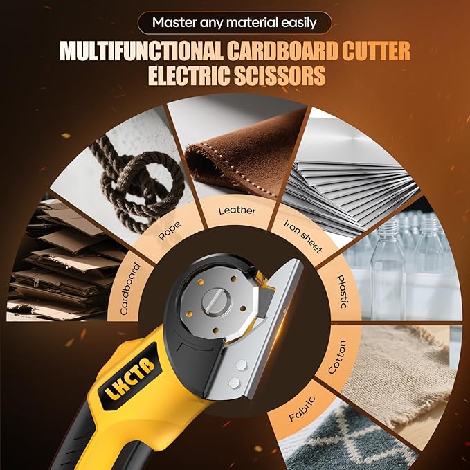 Electric Scissors, Cardboard Cutter, With LED Light, High-Efficiency Brushless Motor, 3500mAh Battery, Tungsten Steel Blade, Suitable for Cloth, Cardboard, Leather, Carpet Nibblers
