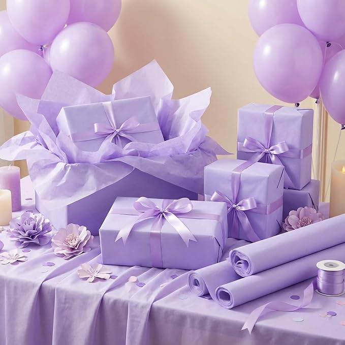Qilery 500 Sheets Lavender Tissue Paper Bulk 15x20 Inch Acid Free Paper for Gift Bags, Floral Bouquet Wrapping, Valentine's Day Easter DIY Crafts, Wedding, Baby Shower Decor, Shipping Packing