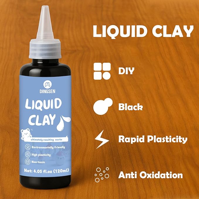 120ml Black Liquid Polymer Clay, Liquid Clay for Polymer Oven-Bake, Very Suitable for DIY Decorations, Jewelry, Toys, Household Items, Great for All Artists