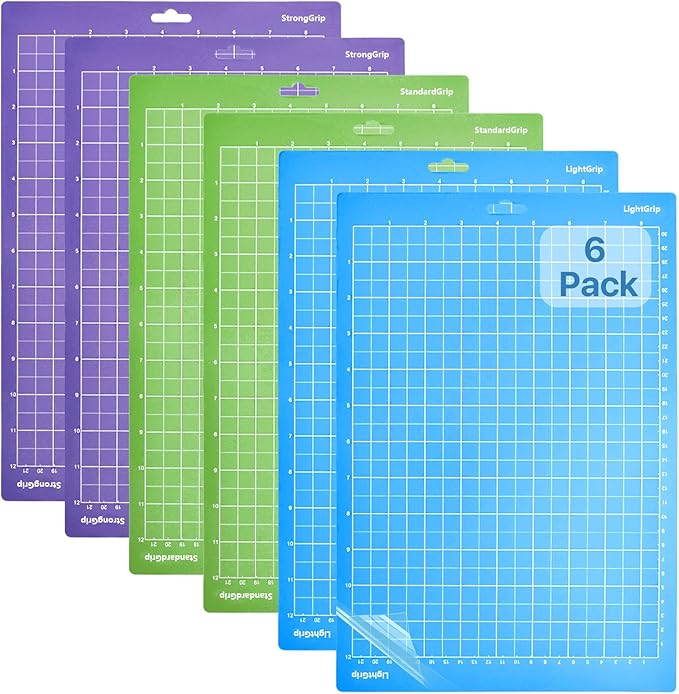 6 Pack Cutting Mat for Cricut Joy Xtra, 8.5x12in Adhesive Cutting mats for Craft, 2 Light Grip, 2 Standard Grip, 2 Strong Grip, Reusable Variety Craft Cutting Mats for Cricut Accessories