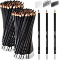 Geyoga 180 Pcs Professional Charcoal Pencils Drawing Set Soft Medium and Hard Charcoal Sketch Drawing Pencils for Beginners Artists Shading Sketching