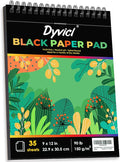 Dyvicl Black Paper Sketchbook 9"x12", 90 lb/150 GSM, 35 Sheets, Spiral Black Sketch Pad Drawing Paper for Pencil, Pastel, White Ink Gel Pen, Charcoal, Chalk, Metallic Marker, Paint Pen