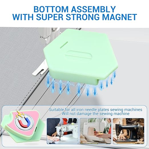 3Pcs Magnetic Seam Guide for Sewing Machine, Multifunctional Polygonal Hemmer Guide with Scale, Universal Sewing Accessories and Supplies (Polygonal Seam Guide)