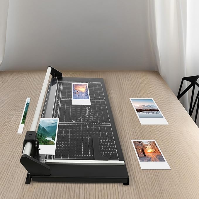 36Inch Manual Precision Rotary Paper Trimmer, Professional Steel Rotary Bypass Cutter for Sharp Photo Paper Cutter & Precise Paper Label Photo Craft