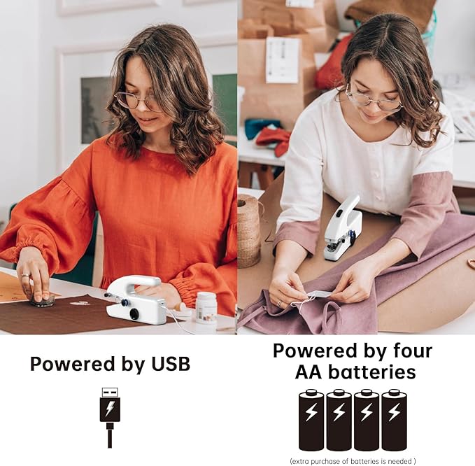 Handheld Sewing Machine,Two dear,Mini sewing machine,Easy to Use and Fast Stitch Suitable for Clothes,Fabrics, DIY Home Travel Electric Handheld Sewing Machine for Beginners.White